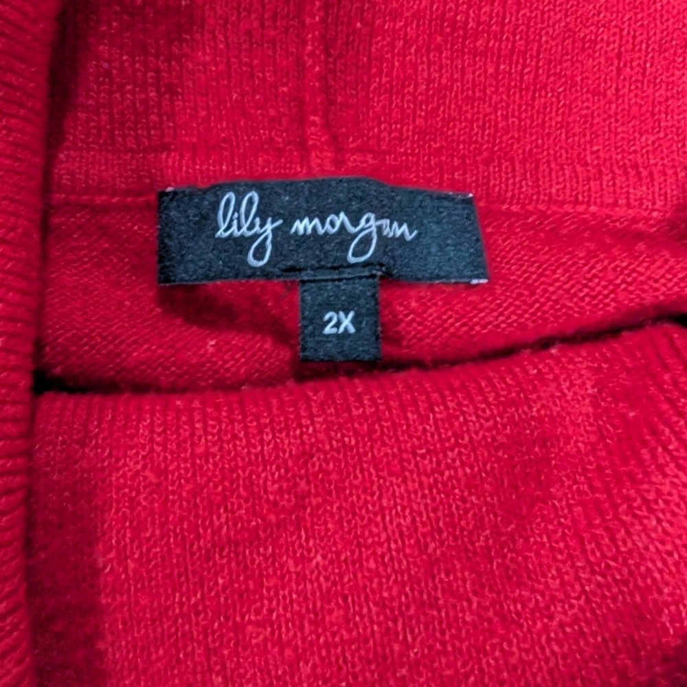 Red Turtleneck Sweater 2X Plus | Lily Morgan Soft Knit Pullover Classic Plus Siz - Picture 6 of 8
